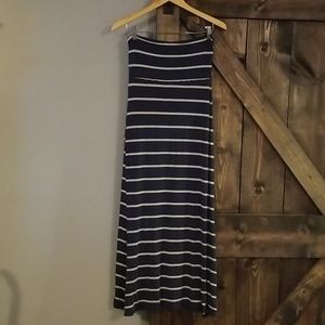 Blue and White Striped Maxi Dress